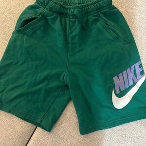 Nike Kids Emerald Shorts with Lavender Logo